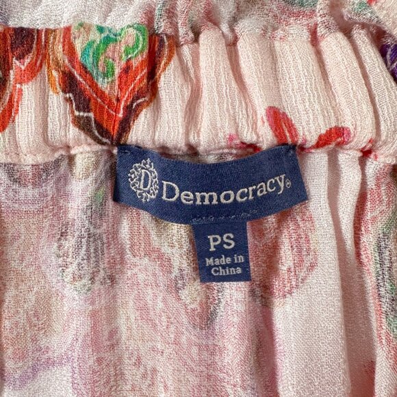 Democracy Puff Sleeve Ruffle-Edge Top PS Ballet Pink Floral Romantic Barbiecore - Picture 6 of 11